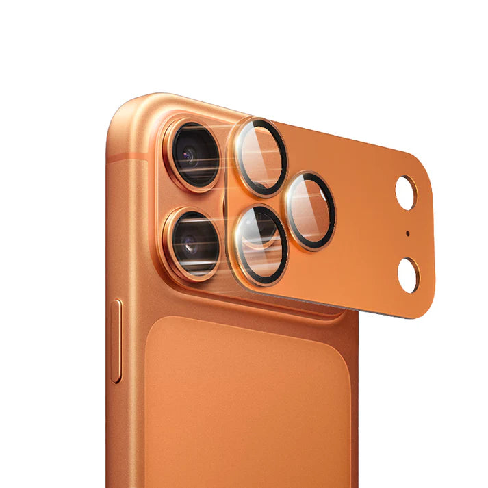 MOCOLL 360° Camera Lens Protector for iPhone 17 Pro | Tempered Glass with Metal Frame - Orange Color