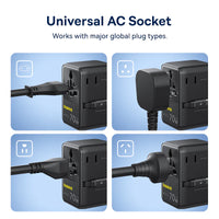 Baseus EnerCore CG11 6-in-1 Universal Travel Adapter with Retractable Cable 70W - Cosmic Black