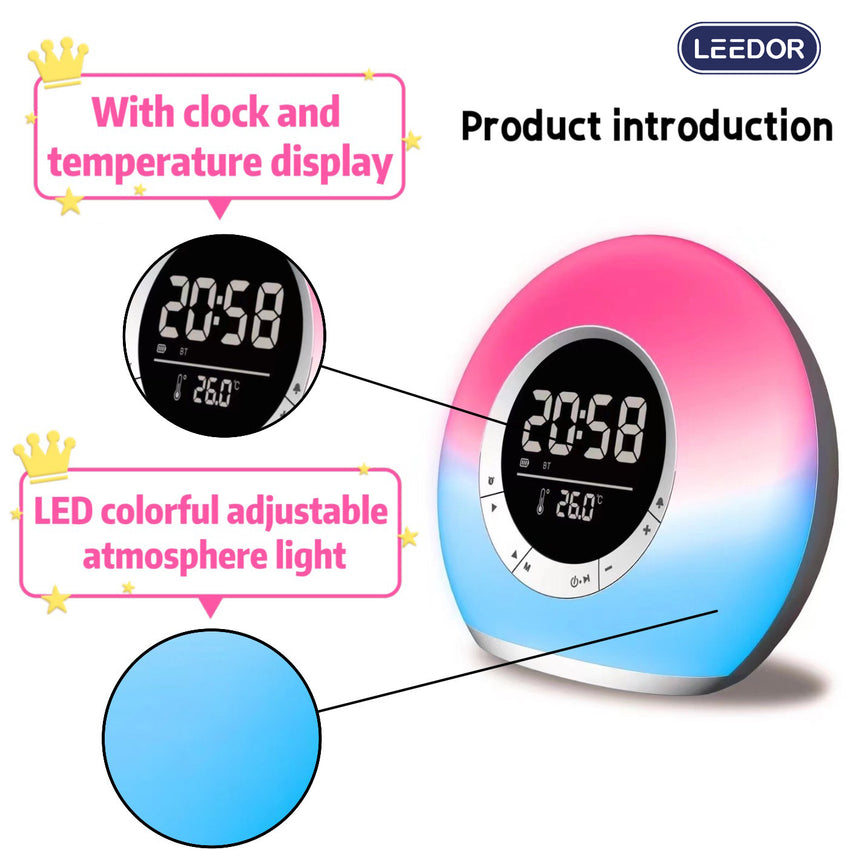 LEEDOR RBG Colorful Wireless Digital Display Speaker TWS Home Desktop Bluetooth Speaker LD-P11