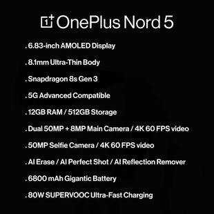 Oneplus Nord 5 5G (12GB /512GB) Phantom Grey