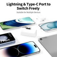 iWALK LinkPod Switch | 5000mAh, Rotary Portable Power Bank, USB-C & Lightning two Plug to Switch Freely, Two-Way 15W PD fast Charging White