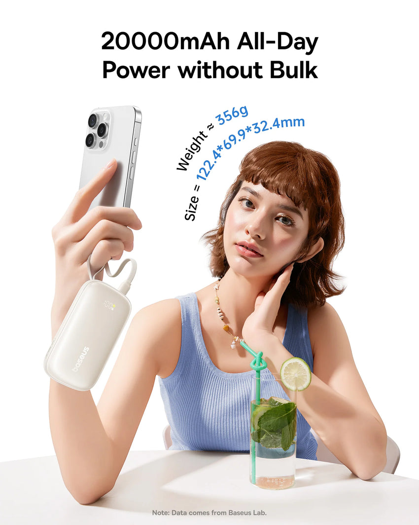 Baseus EnerFill FC21 Qpow3 Ultra Digital Display Power Bank with Detachable Cable 20000mAh 45W - Cosmic Black