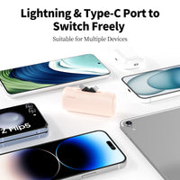 iWALK LinkPod Switch | USB-C and Lightning Plug Portable Charger Pink