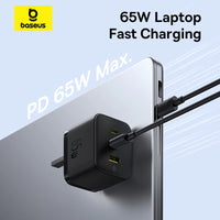Baseus Palm Fast Charger 2C+U 65W - Cluster Black
(with Baseus Cable USB-C to USB-C 100W)