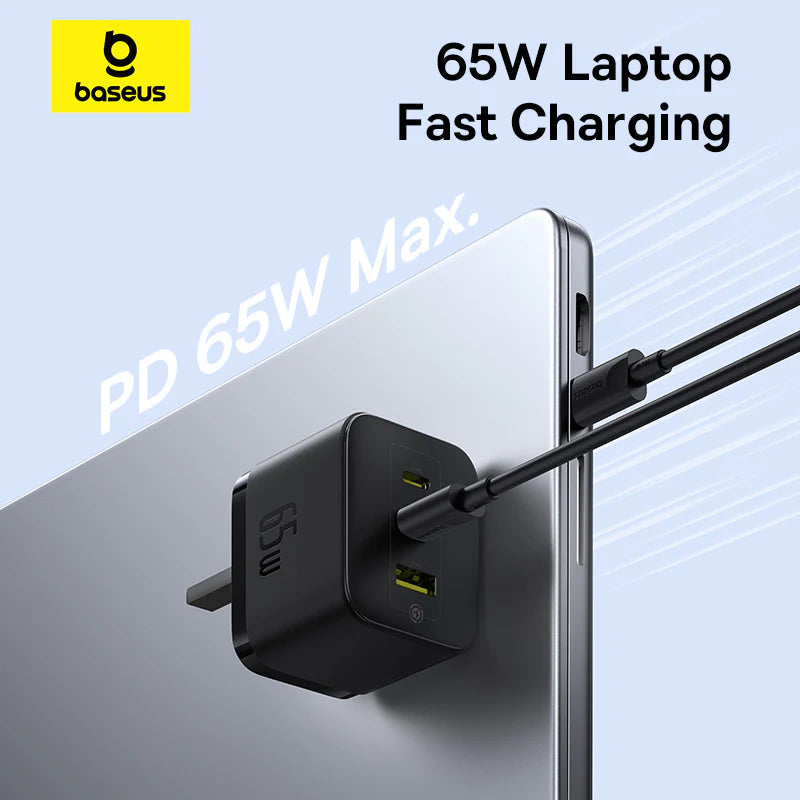 Baseus Palm Fast Charger 2C+U 65W - Cluster Black
(with Baseus Cable USB-C to USB-C 100W)