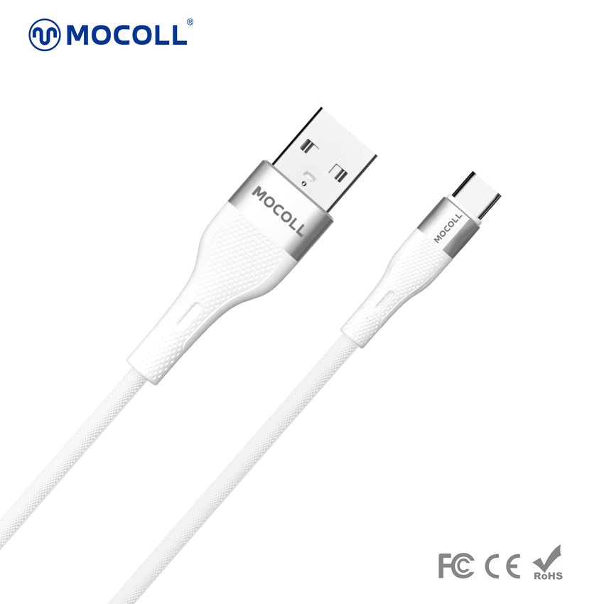 MOCOLL Charging & Sync Cable (USB-A to USB-C) – PD & QC Fast Charging, Durable TPE Jacket, 1m Length- White