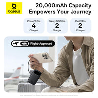 Baseus EnerFill FC31 Qpow 3 Digital Display Power Bank with USB-C+iP Cables 20000mAh 45W - Cosmic Black