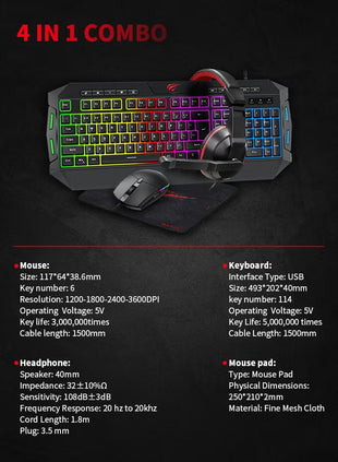 Havit Gaming series-Gaming keyboard+mouse combo KB501CM