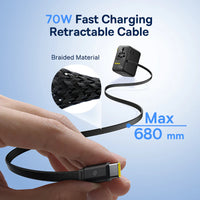 Baseus EnerCore CG11 6-in-1 Universal Travel Adapter with Retractable Cable 70W - Cosmic Black