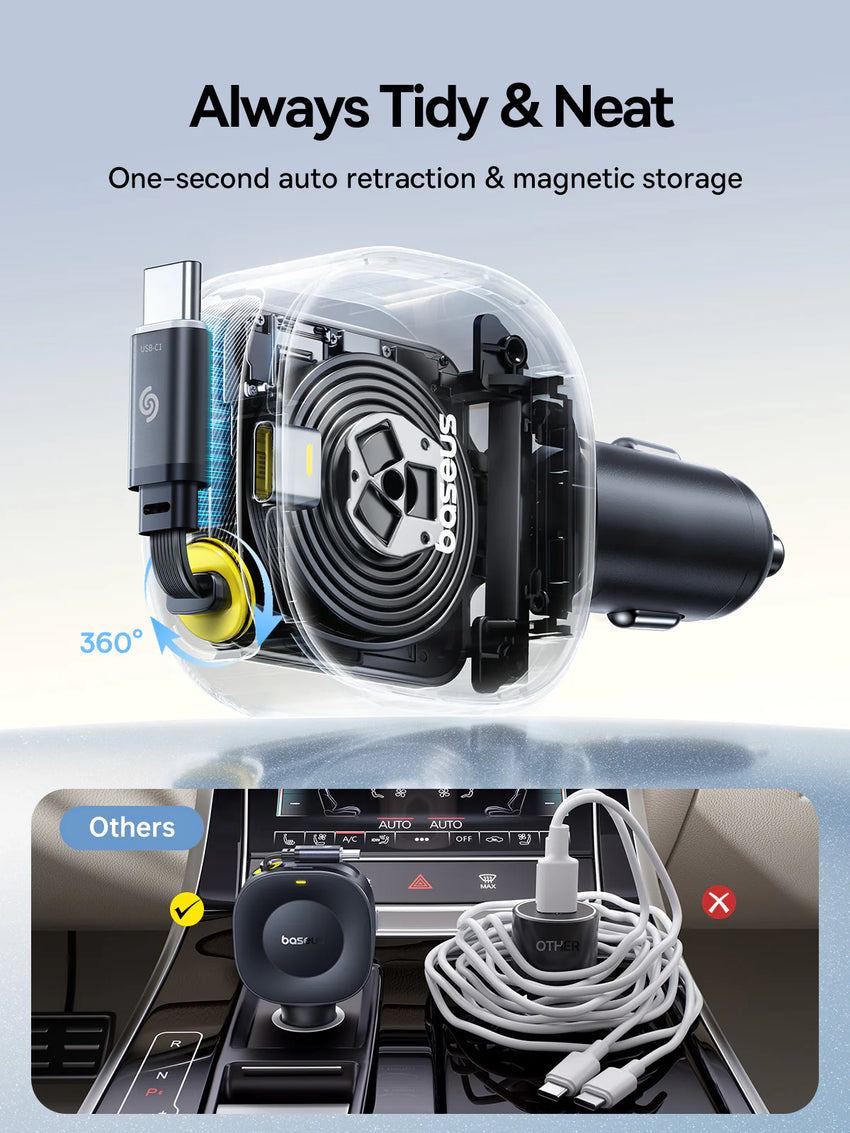 Baseus PrimeTrip VR2 Car Charger with Retractable Cable C+C 30W - Cosmic Black