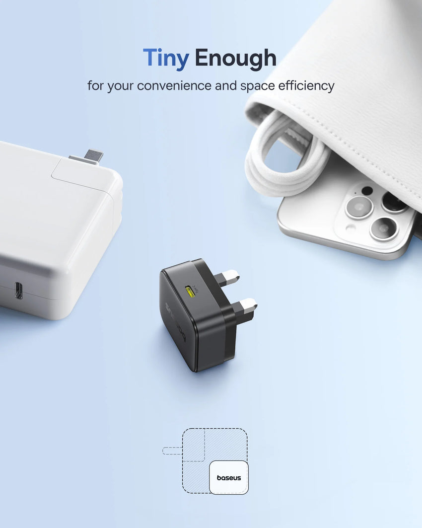 Baseus Palm Fast Charger 1C 30W - Cluster Black
(with Baseus Cable USB-C to USB-C 60W)