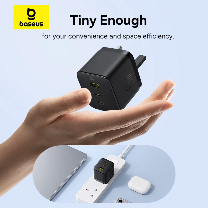 Baseus Palm Fast Charger 2C+U 65W - Cluster Black
(with Baseus Cable USB-C to USB-C 100W)