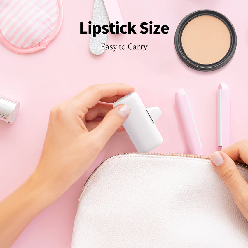 iWALK LinkPod Switch | 5000mAh, Rotary Portable Power Bank, USB-C & Lightning two Plug to Switch Freely, Two-Way 15W PD fast Charging White