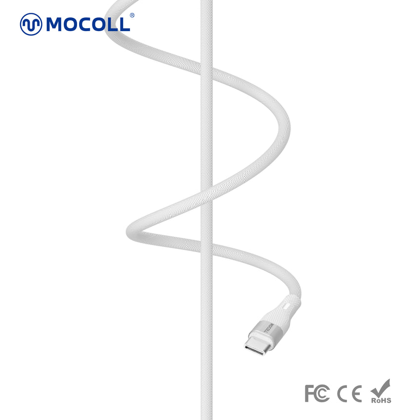MOCOLL Charging & Sync Cable (USB-A to USB-C) – PD & QC Fast Charging, Durable TPE Jacket, 1m Length- White