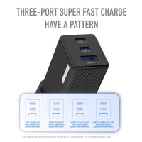 MOCOLL 65W GaN Fast Charging Adapter Set – UK Plug, USB-C PD 3.0, Includes Cable & Storage Bag, Compact Travel Charger for Laptops, Tablets, and Smartphones- Black