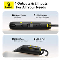 Baseus EnerFill FC31 Qpow 3 Digital Display Power Bank with USB-C+iP Cables 20000mAh 45W - Cosmic Black