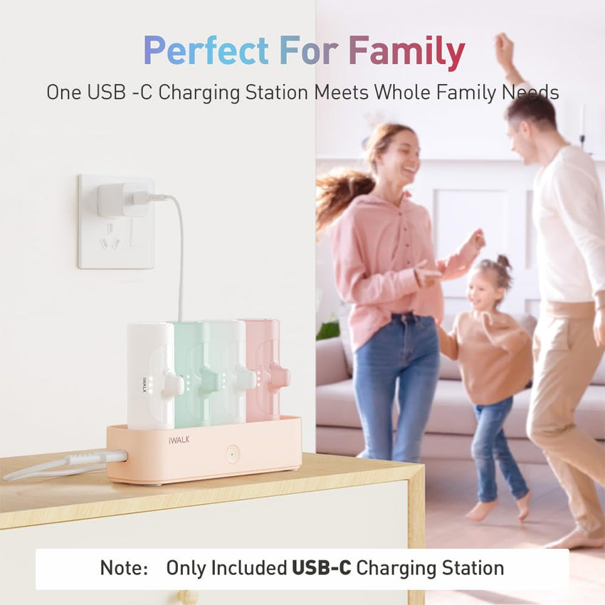 iWALK LinkPod Station for iWALK LinkPod Portable Charger 4500mAh, 4800mAh,5000mAh Power Bank for iPhone Charging Station Multiple USB-C Family-Sized Charger Station for Home(Station Only), Pink