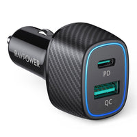 RAVPower RP-VC009 48W Dual Port Car Charger with PD30W + QC3.0 Black Offline