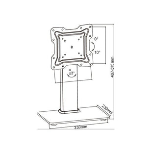 Wansa Glass Basement TV Stand, Fits 17 - 43 inches, 30kg Loading Capacity, STS02-22 - Black
