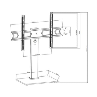 Wansa Glass Basement TV Stand, Fits 32- 65inches, 45kg Loading Capacity, STS02-64 - Black