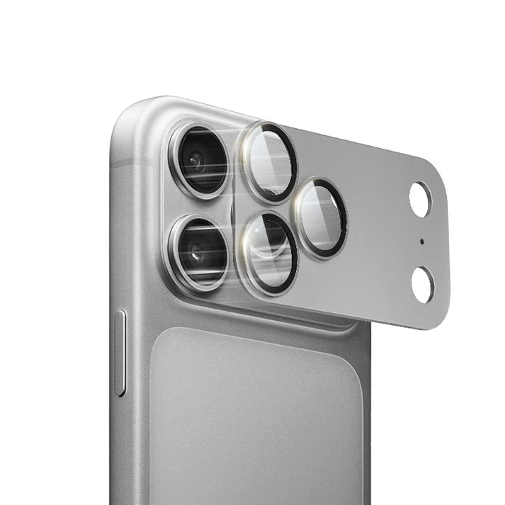 MOCOLL 360° Camera Lens Protector for iPhone 17 Pro | Tempered Glass with Metal Frame - Silver Color