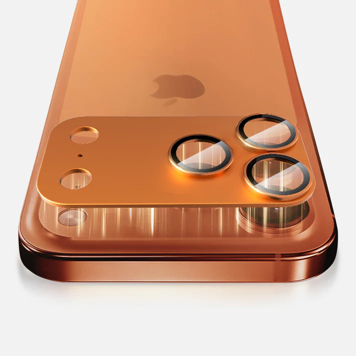 MOCOLL 360° Camera Lens Protector for iPhone 17 Pro Max | Tempered Glass with Metal Frame - Orange Color
