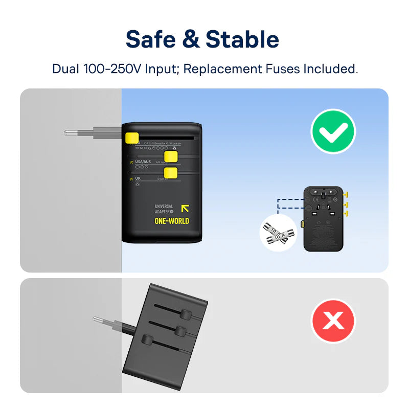 Baseus EnerCore CG11 6-in-1 Universal Travel Adapter with Retractable Cable 70W - Cosmic Black