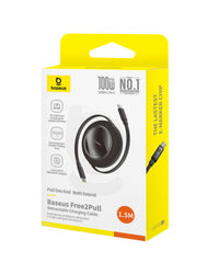 Baseus Free2Pull Mini Retractable Cable USB-C to USB-C 100W 1.5m - Cluster Black