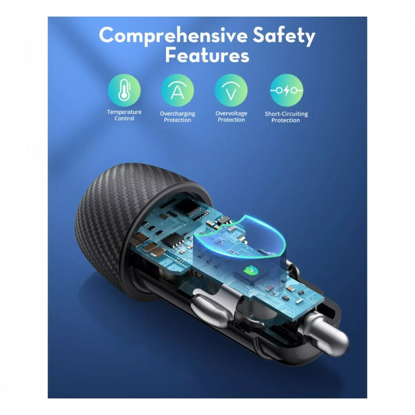 RAVPower RP-VC032 Total  PD50W Car Charger BLACK