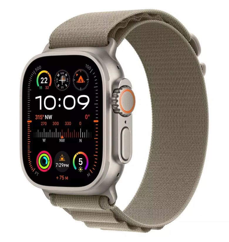 APPLE WATCH ULTRA 2 GPS + CELLULAR, 49MM TITANIUM CASE WITH OLIVE ALPINE LOOP - SMALL