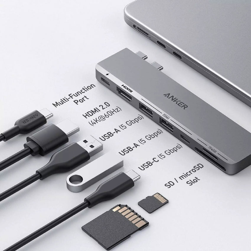 Anker 547 USB-C Hub (7-in-2, for MacBook) -Silver