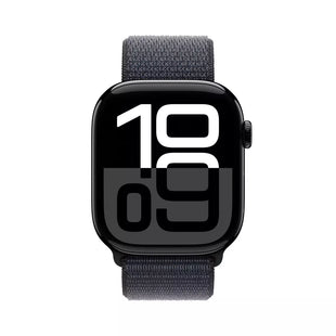 ساعة Apple Watch Series 10 GPS مقاس 46 مم، هيكل من الألومنيوم باللون الأسود الفاحم مع حلقة رياضية Ink 