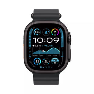ساعة Apple Watch Ultra 2 GPS + Cellular مقاس 49 مم، هيكل من التيتانيوم الأسود مع سوار Ocean أسود 