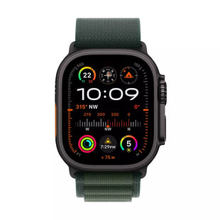 ساعة Apple Watch Ultra 2 GPS + Cellular مقاس 49 مم، هيكل أسود من التيتانيوم مع حلقة Alpine خضراء داكنة - صغيرة 