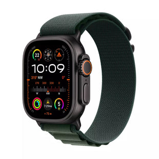 ساعة Apple Watch Ultra 2 GPS + Cellular مقاس 49 مم، هيكل أسود من التيتانيوم مع حلقة Alpine خضراء داكنة - كبيرة 