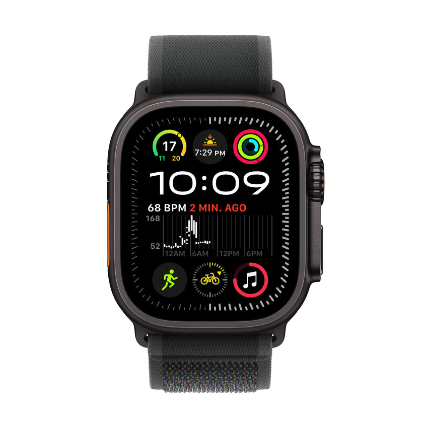 ساعة Apple Watch Ultra 2 GPS + Cellular 49 مم هيكل من التيتانيوم الأسود مع حلقة سوداء - مقاس صغير/متوسط 