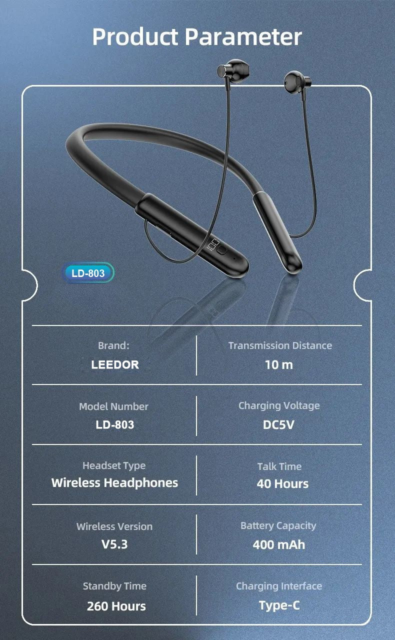 LEEDOR Pure Sound Magnetic Wireless BT5.3 Sports Headphones  LD-803