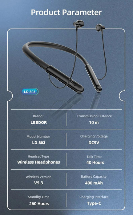 LEEDOR Pure Sound Magnetic Wireless BT5.3 Sports Headphones  LD-803