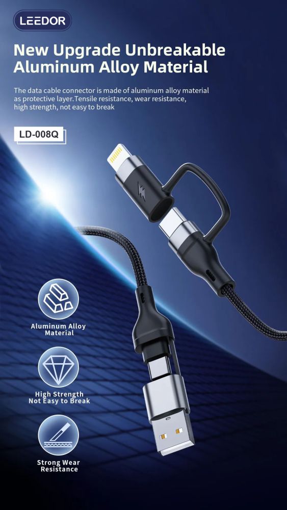 LEEDOR Aluminium Alloy Series Fast Charge Data Cable  LD-008Q