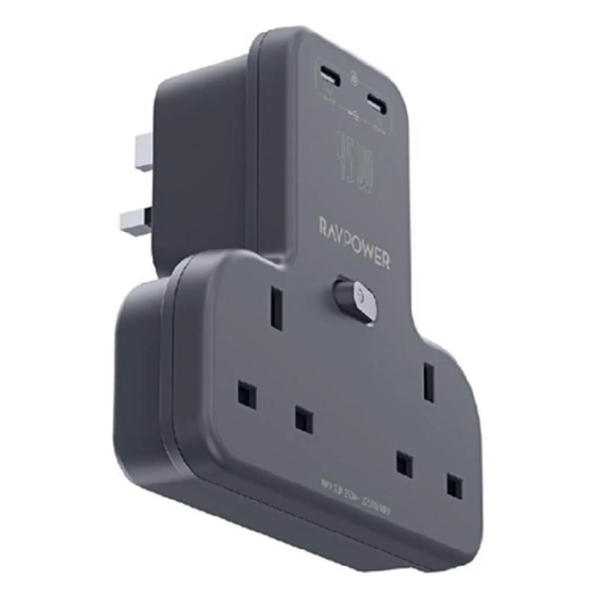 RAVPower RP-PC1065 GaN 45W Power Outlet Extender with 2 AC Outlets and 2 USB C