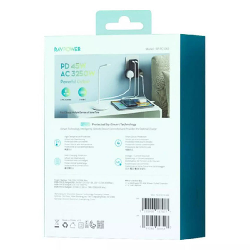 RAVPower RP-PC1065 GaN 45W Power Outlet Extender with 2 AC Outlets and 2 USB C