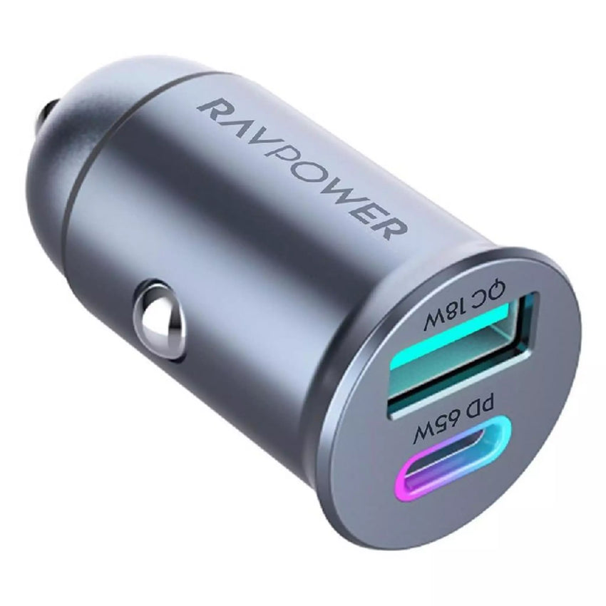 RAVPower RP-VC1013 PD Pioneer mini 65W 2-Port USB Car Charger gray