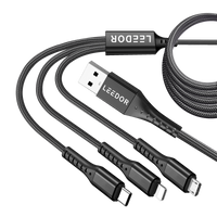 كابل بيانات LEEDOR نايلون 3A للشحن السريع 3 في 1/من النوع C إلى 3 في 1 LD-009Q3m