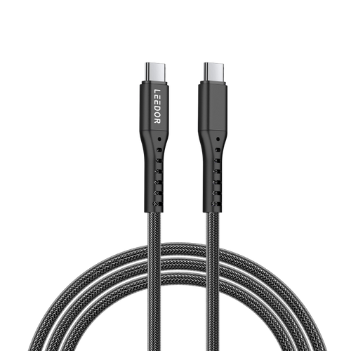 LEEDOR Nylon 3A Fast Charge USB-C to USB-C Data Cable - 1.2M / 60W / Black / PURPLE