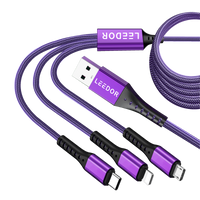 كابل بيانات LEEDOR نايلون 3A للشحن السريع 3 في 1 من النوع C إلى 3 في 1 LD-009Q1.5 متر