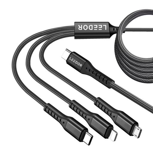 LEEDOR Nylon 3A Fast Charge 3 IN 1/Type C to 3 IN 1 Data Cable LD-009Q3m
