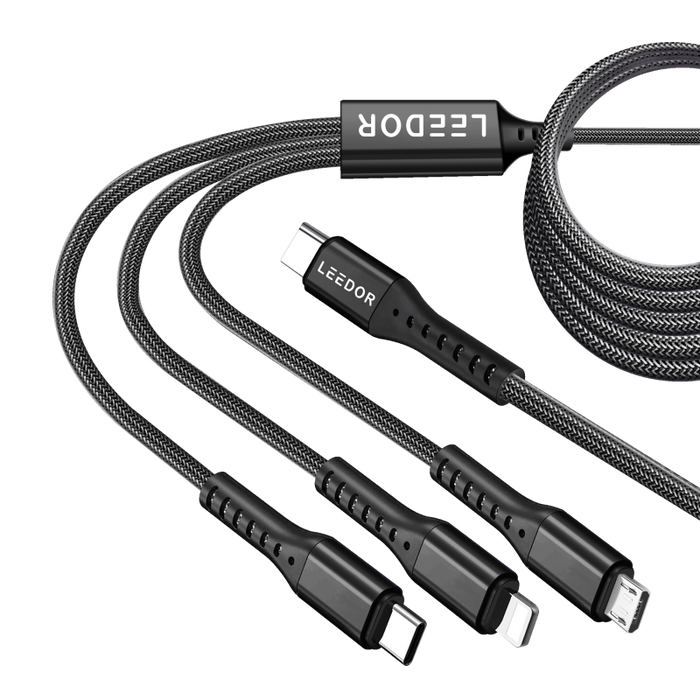LEEDOR Nylon 3A Fast Charge 3 IN 1/Type C to 3 IN 1 Data Cable LD-009Q3m