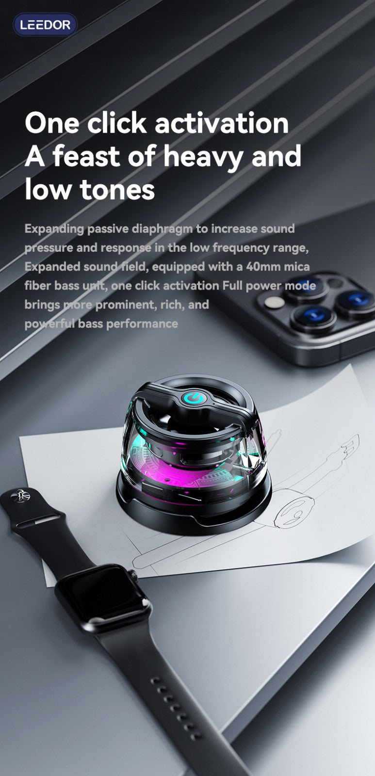 LEEDOR Mobile Phone Stand Sports Outdoor Camping Magnetic Audio New Mini Bluetooth Speaker   JY88