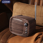 LEEDOR New Mini Wood Grain Retro Heavy Bass Wireless Card Insertion Portable Bluetooth Speaker LD-JY-81