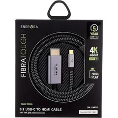 ENERGEA FIBRATOUGH, USB-C TO HDMI CABLE 4K@60HZ 2M - BLACK